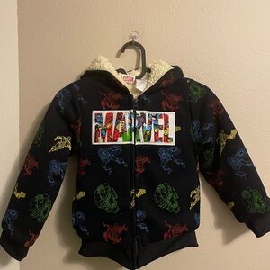 Marvel Black Hoodie with Colorful Superhero Design